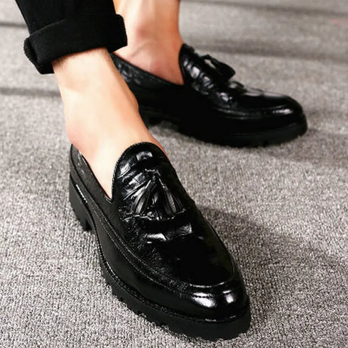 Elegant Men's Dress Shoes - Premium Business Leather Lace-up Brogue Footwear for Formal Events and Weddings